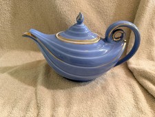 Vintage Blue Aladdin Genie Lamp Teapot – Gold Trim – Made in USA