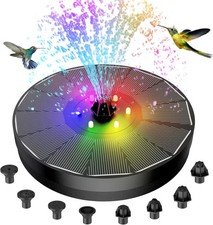Solar Fountain, Powered Water 4W Pump for Bird Bath with LED Lights