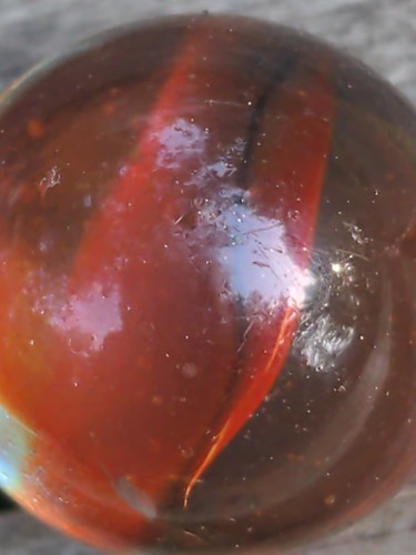 Vintage Red Four Veined Glass Marble Shooter 5/8" Hobby Collectible Clear - Picture 12 of 13