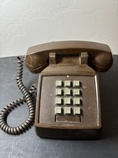 Vintage ITT Model 2500 Push Button Corded Desk Phone Brown UNTESTED