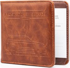 Car Registration and Insurance Holder, Magnetic Closure, Embossed Card Document