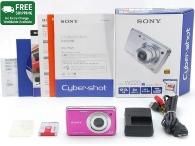 Sony Cyber-shot DSC-W220 Pink 12.1MP Digital Camera 4x Zoom with