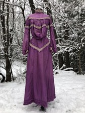 Vintage Antique 1800  s 1900  s Purple Silk Bodice Bustle Skirt 34-24-46