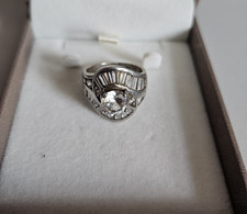 STERLING SILVER ring size P QVC cubic zirconia stamped 925 costume cocktail