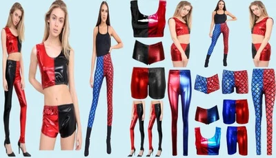 MK-ONESTOPSHOP Ladies Harley Quinn Cosplay Suicide Squad Halloween Costume Top Pants knicker