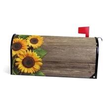  Beautiful Sunflowers Mailbox Cover - Vintage Wood Board Magnetic Fall Autumn 