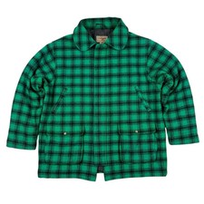 VTG LL Bean Green & Black Buffalo Plaid Wool ...