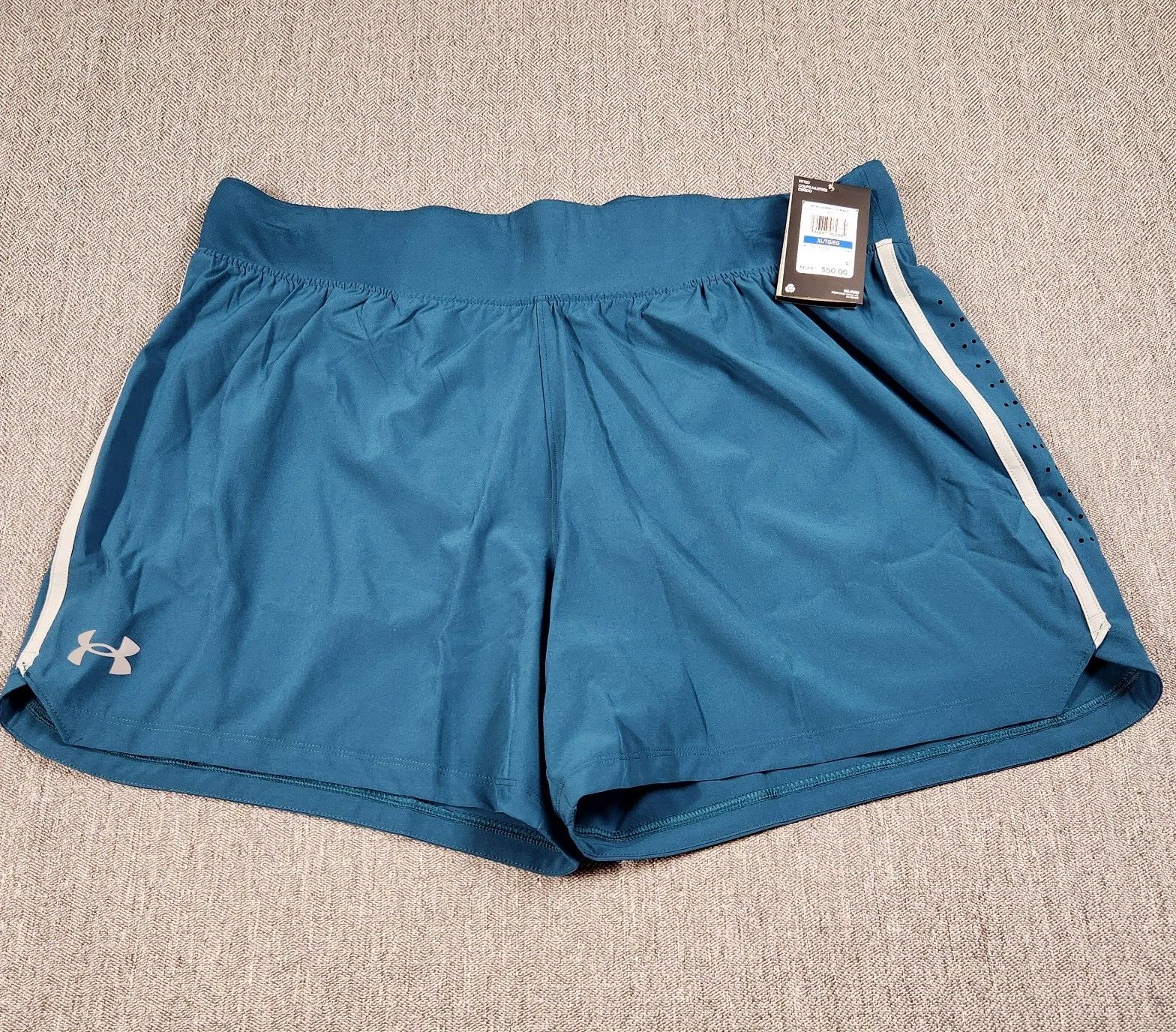 UNDER ARMOUR Mens XL Speedpocket 5" Run Short Teal