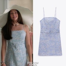 Zara Blue Floral Belted Mini Dress