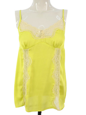 Gelbes Camisole Spitze Satin Top Y2K Sexy Vicolo Italienischer Designer Größe M