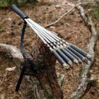 6 PCS FORGED HANDMADE SKEWERS LEATHER QUIVER OUTDOOR GRILL BARBECUE BBQ