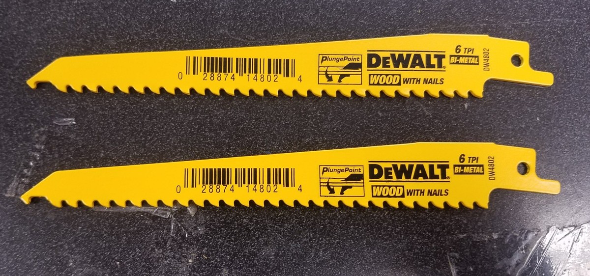 DEWALT DW4802-2 RECIPROCATING SAW BLADES WOOD 6