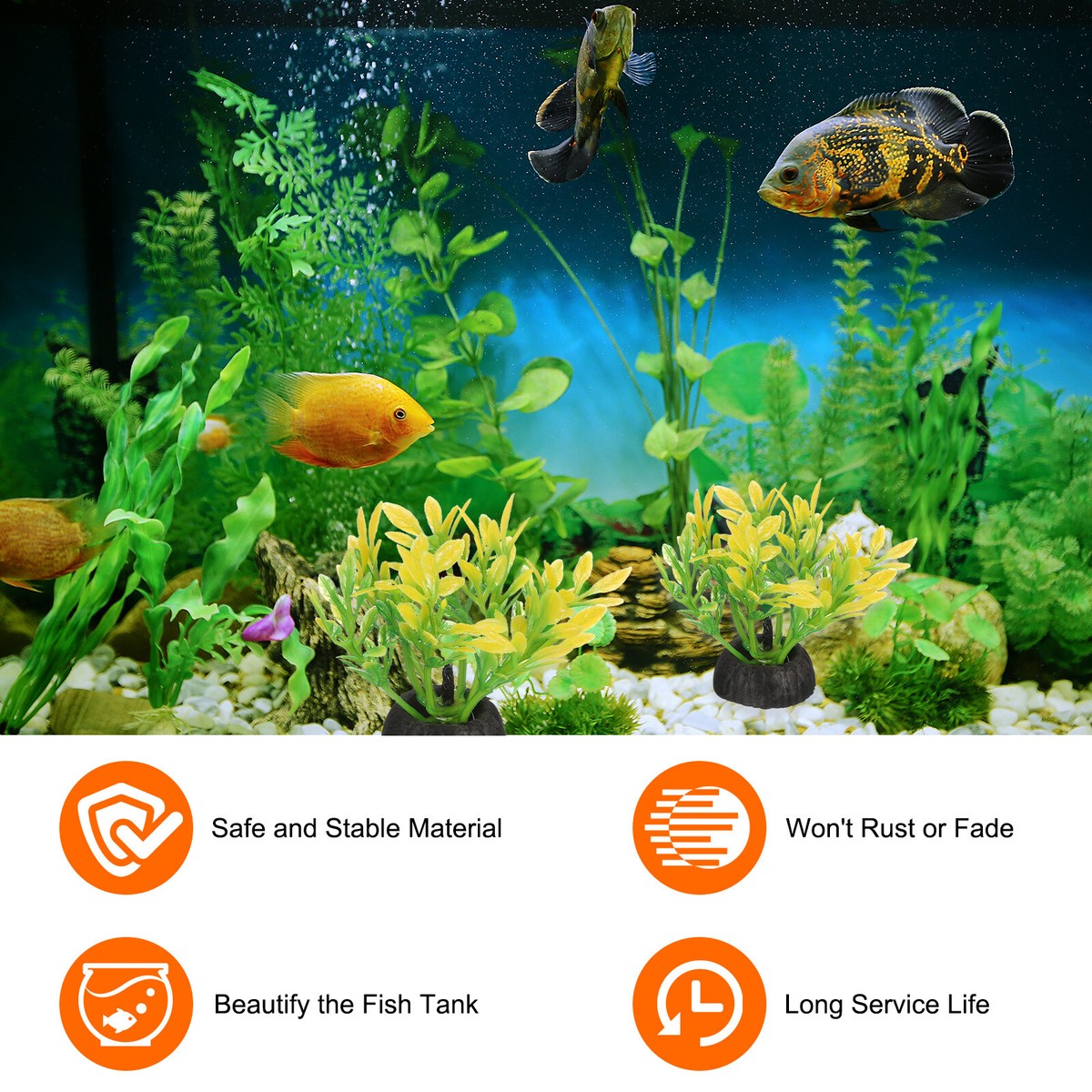 Aquarium Artificial Plants, 40 Pcs Aquatic Decorations Yellow
