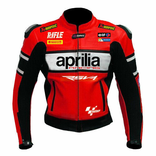 Blouson Moto Cuir Aprilia - Homme - Armure CE Aux Coudes, Dos Et épaules - Couleur Gris