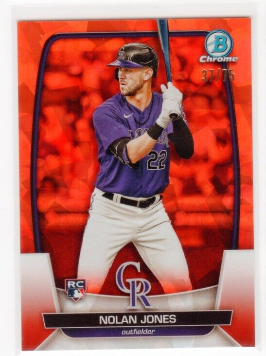 2023 Bowman Chrome Sapphire Orange Refractor #4 Nolan Jones Rookie RC 37/75