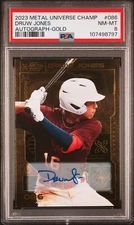 2023 METAL UNIVERSE CHAMPIONS DRUW JONES GOLD AUTO #/25 PSA 8 ROOKIE