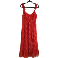 Madewell Ruffle-Strap Wrap Dress Red Midi Floral Print Summer Women's 6
