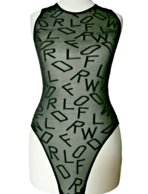 Wolford String Top Sommer Body transparent schwarz Logo Damen XS 34 letter