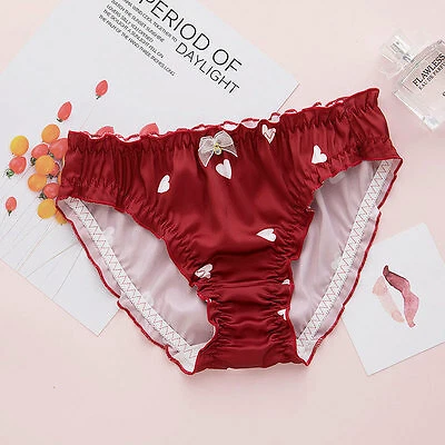 3 PIEZAS Kawaii Precioso Cintura Pequeña Satén Cómodo Calzoncillos Bragas Foto 3 de 4