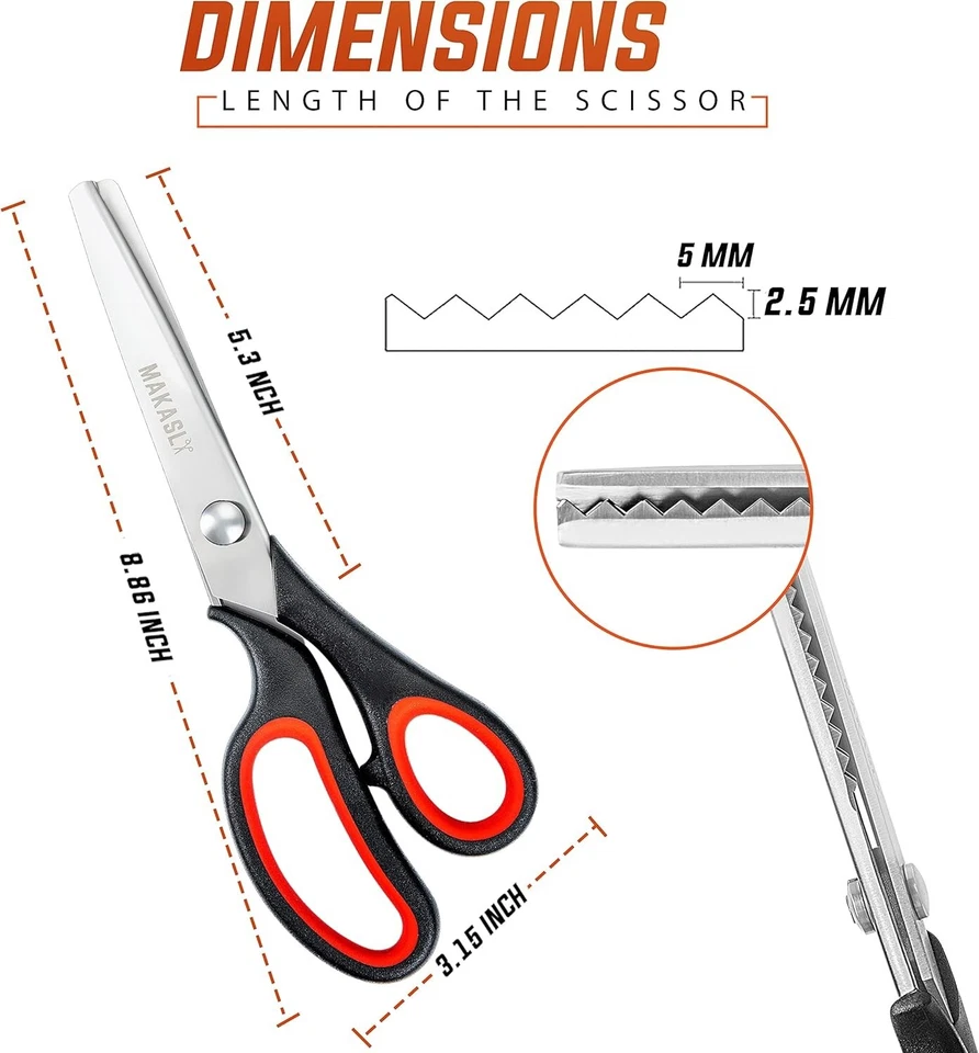 Zig Zag Pinking Shear Scissor for Fabric, Craft Scissors Decorative Edge cutting - Image 3 of 4
