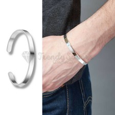 Stainless Steel Silver Bangle Bracelet Open Cuff For Men & Women Jewellery New