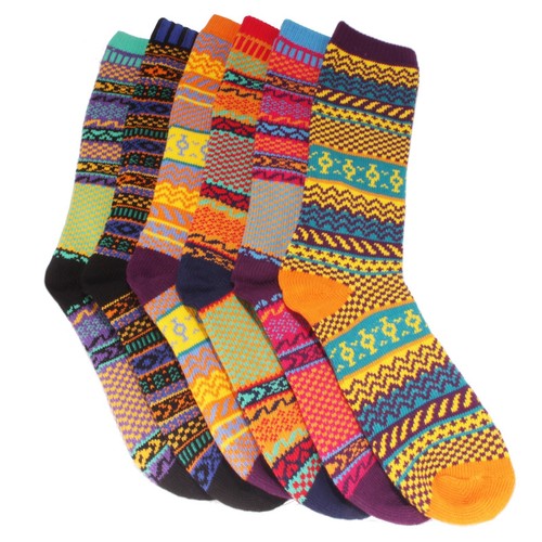 BambooMN Women's Colorful Patterned Socks - Long Over The Calf Stylish Cotton - Picture 31 of 37