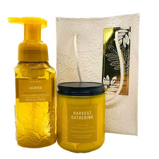 Bath Body Works Gift Bag HARVEST GATHERING Single Candle LEAVES Foaming Soap