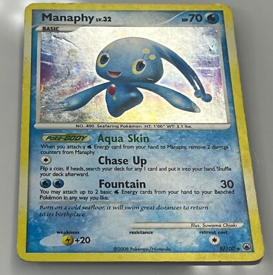 Manaphy Lv. 32 Majestic Dawn 8/100 Holo Rare 2008 Pokémon TCG MP