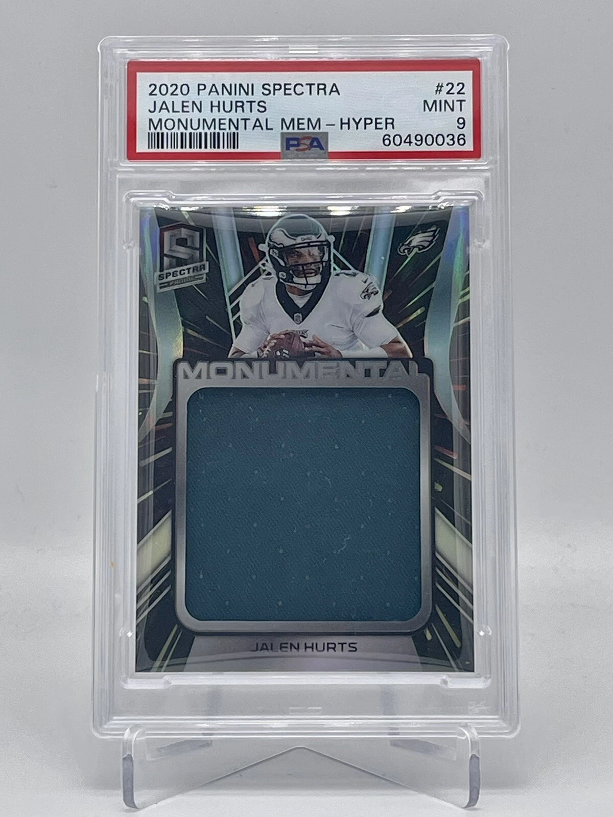 Jalen Hurts Panini Spectra Monumental Memorabilia #22 Hyper