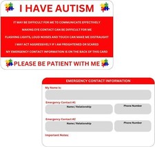 Autism Awareness Wallet Cards with Emergency Contact Information, 5 Pack