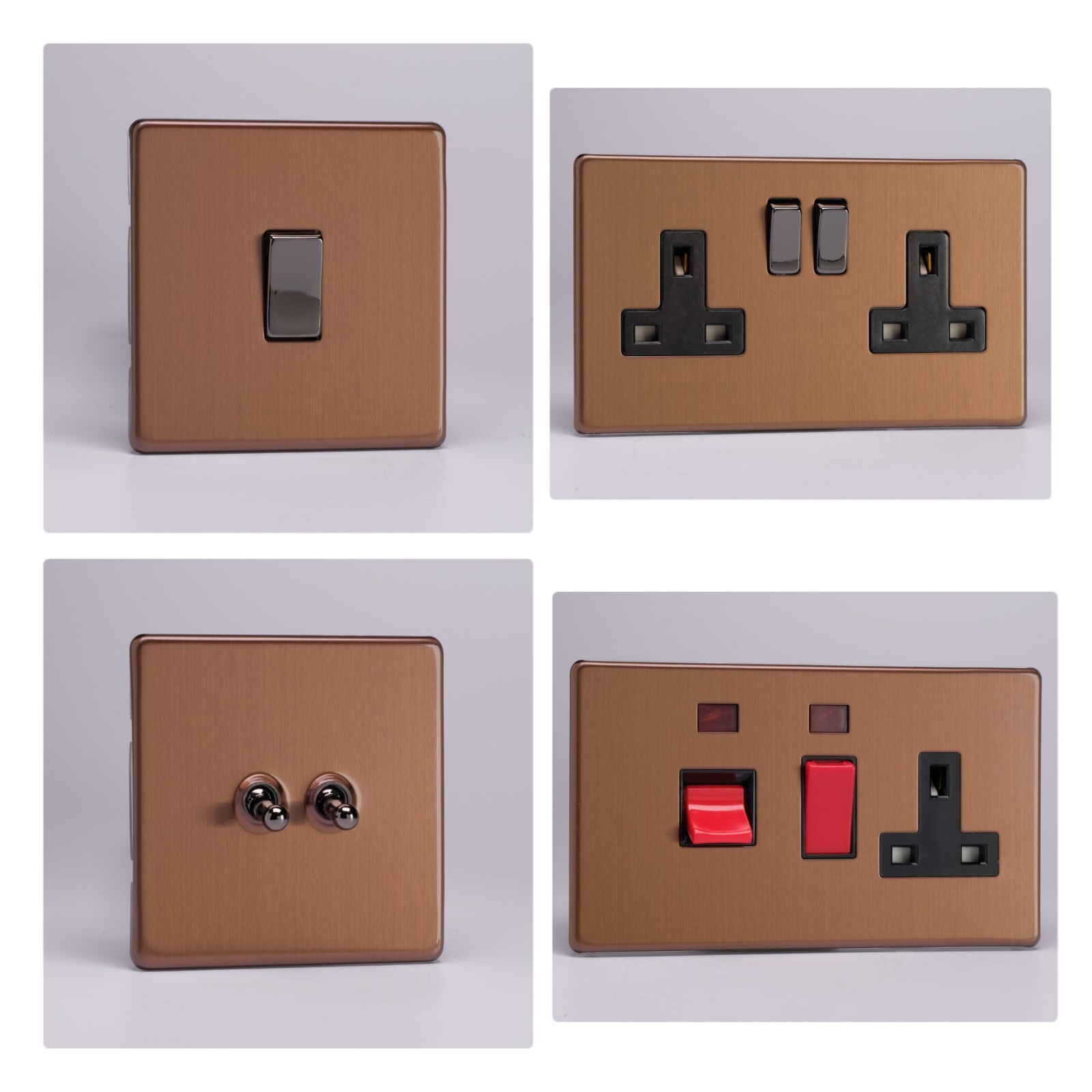 Varilight Screwless Brushed Bronze Light Switch Socket Dimmer Toggle