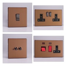 Varilight Screwless Brushed Bronze Light Switch Socket Dimmer Toggle Cooker Fuse