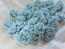 Capodimonte Porcelain Flower 26mm Blue flat back embellishment 50 pcs DIY Craft