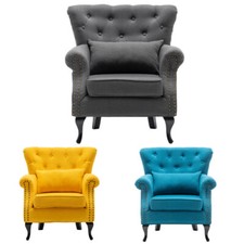 Wing Back Button Armchair Chesterfield Accent Chair Fireside Lounge Single Sofa