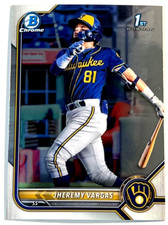 2022 Bowman Chrome Baseball 1st Prospect Card #BCP-144 Jheremy Vargas Brewers