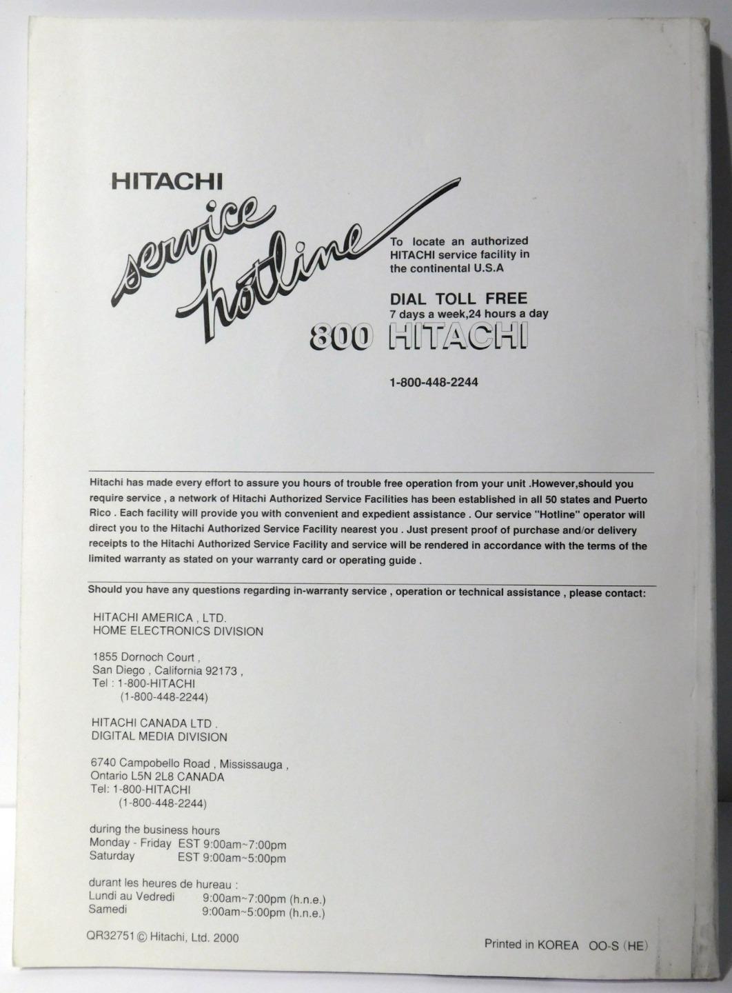 (1) Hitachi DVD Player DVP305U Instruction Manual eBay