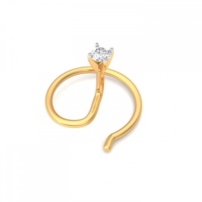 Sparkle 2.4 MM Natürlich Rund Diamant Nase Pin Ring 18k Gelbgold Zertifiziert