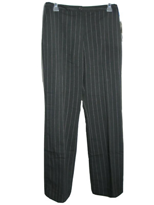 EP Pro Stretch  Women Dress Formal Pants Charcoal Grey Srtiped Size 8