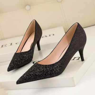 Decolte scarpe donna nero strass eleganti tacco cm pelle