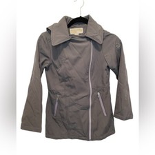Michael Kors Girls Gray Zip Up Hooded Lined Logo Jacket size 10/12