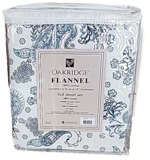 OAKRIDGE  4-Piece Set  FULL SIZE Flannel Sheets  BLUE PAISLEY  100 Cotton
