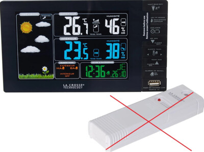 LA CROSSE TECHNOLOGY WS6827-BLA Wetterstation schwarz + farbiger LCD-Display    