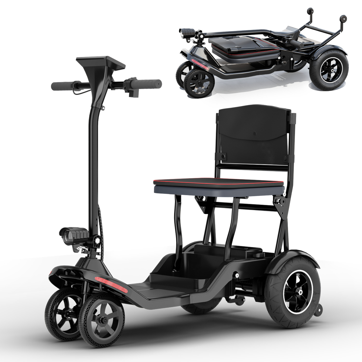 4-Rad Seniorenmobil Faltbar E-Mobilität 6kmh Ohne Führerschein Senioren-Scooter