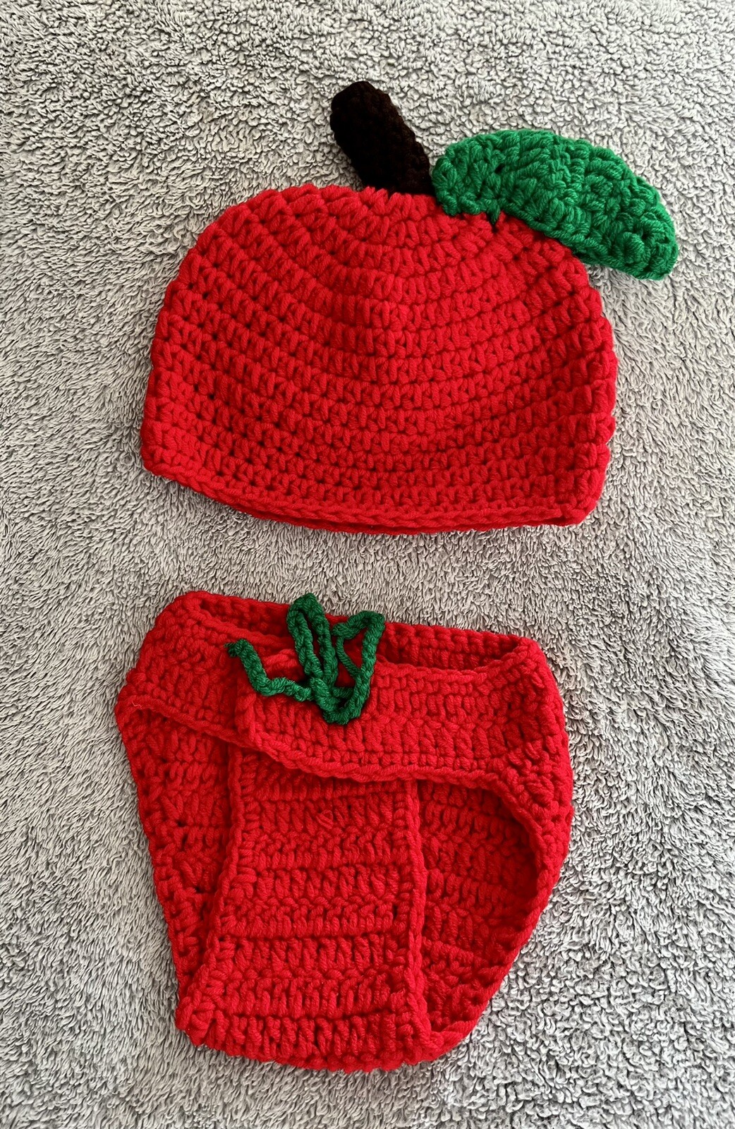 NEW NEWBORN INFANT BABY APPLE KNIT CROCHET CLOTHES COSTUME PHOTO PROPS