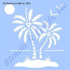 PALM STENCIL STENCILS OCEAN SUN SEA BIRDS BEACH TEMPLATE CRAFT ART NEW 12" X 12"