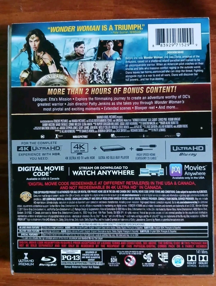 WONDER WOMAN - 4K ULTRA HD - RARE COLLECTIBLE STEELBOOK BEST BUY - Never Used! - Image 2 of 2