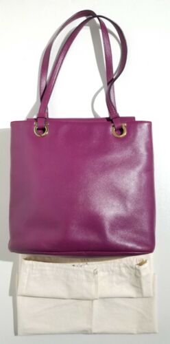 Rare Salvatore Ferragamo Plum Saffiano Leather Tote / Shoulder Bag - Picture 2 of 12