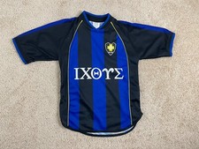 Iomas Jersey Shirt Mens Size 32 V-Neck Soccer Rev216 Ixore #7 Striped Black Blue