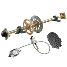 29" 32" 44" Go Kart Rear Live Axle Kit, Sprocket+Hub+Brake Assembly+chain+Disc