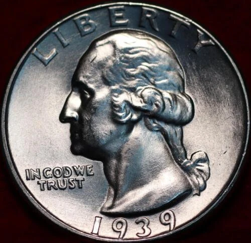 🇺🇸 Uncirculated 1939 Philadelphia Mint Silver Washington Quarter